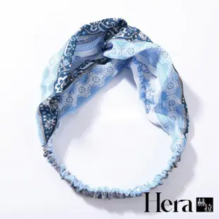 【HERA 赫拉】韓版髮飾時尚布藝交叉打結蝴蝶結雪紡碎花頭飾髮箍(韓版 時尚 碎花 髮箍 雪紡)