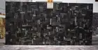 Square Resin Coffee Table Black Petrified Stone Sofa Table Top for Home Decor