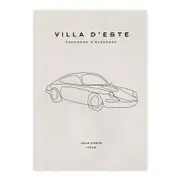Car Line Art Poster Villa d’Este Italia A1 Poster Print