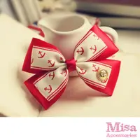 在飛比找momo購物網優惠-【MISA】小海錨紅白雙色緞帶髮夾 髮飾 魚嘴夾(紅白髮夾 