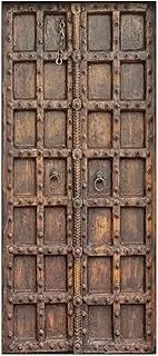 Door Stickers Self-Adhesive Door Stickers DIY Retro Wooden Doors Sticker 3D Waterproof Modern Classical Pattern Art Poster(R,90x200cm)
