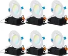 6 Pack Recessed LED Lights Canless 4 Inch Eyeball Gimbal 12W, Selectable 2700K/3