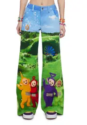 [Dolls Kill x Teletubbies] Smile On Wide Leg Pants