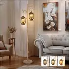 68" Vintage Dimmable Floor Lamp, Standing Lamp with Classical Lanterns, Rusti...