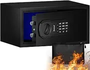 SongYung Fire Resistant Safe Box with Fireproof Waterproof Bag and Sensor Light,0.55 Cubic Feet Money Safe with Emergency External Power Supply,Electronic Digital Security Safe