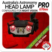 670nm Red Light PRO Astronomy Headlight / Head Torch / Headlamp with Batteries
