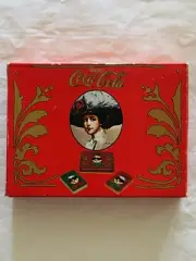Coca Cola Sealed 2 Deck Playing Cards in 5" Red Tin Box Coke Victorian Lady