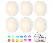 6 Cabinet Lights, RGB LED Night Light 13 Colors Wireless, Stair Lighting, LED Wireless Game Lighting, with 2 Remotes