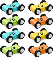 8 Pieces Wooden Mini Car Wood Race Car Wooden Car Wood Cars Colorful Wood Car Ramp Toy Car Toy Vehicle Play Sets for Christmas Party Gift