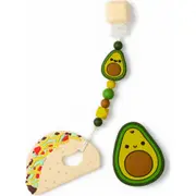 Loulou Lollipop Silicone Teether & Pacifier Clips Set in Avocado/Taco at Nordstrom One Size