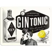 Nostalgic Art 15x20cm Small Wall Hanging Metal Sign Gin Tonic Home/Cafe Decor