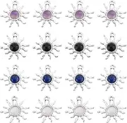 [SUNNYCLUE] 1 Box 20Pcs Stone Charms Sun Charm Gemstone Charms Bulk Healing Energy Lucky Love Gemstones Obsidian Amethyst Charms for Jewellery Making Charm Adult DIY Necklace Earrings Bracelet Crafts