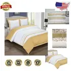 Lightweight Gold Amalia 3-Piece Duvet Cover Set for -Round Comfort