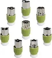 HUAFA 8 Pcs Vegetable Cutter Shapes Set, Fruit and Cookie Stamps Mold, Embosser Cutter, DIY Cookie Biscuit (Green)