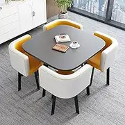 Reception Negotiation Table Set with 4 Chairs - Office Reception Table and Chair Set for Small Conference Room, Coffee Kitchen Dining Table Set for Office Club Room(Square4)