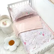 SWESEN 3 Pieces Baby Crib Bedding Set, Breathable Crib Comforter Set for Boys Girls, Standard Size Nursery Bedding Set Includes Comforter, Fitted Crib Sheet, and Pillowcase, Pink & Unicorn