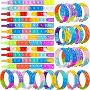 64Pcs Pop Bracelet Fidget Toys, Fidget Pop Bracelets Bulk Toy Party Favors for Kids 4-8, Fidget Bracelet Wearable Push Poping Bubble Sensory Toys Stress Relief for Kids ADHD ADD Autism Anxiety