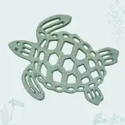 Trivet with Cast Iron Sea Turtle Design Tropical Nautical Vintage Kitchen Dining