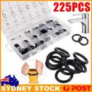 225pcs HNBR Black O Ring Assortment Imperial & Metric Rubber Washer Seal Kit AU