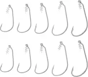 20Pcs Twist Lock Fishing Hooks Kit Swim Bait Hooks with Spring Lock Fishing Hook with Centering Pin Size 1/0 2/0 3/0 4/0 5/0 for Soft Plastic Swim Baits and Worm Lure Baits