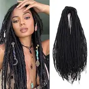 Black Dreadlock Extensions 20 Inch - 0.24 In Width 20 Strands Wool Dreadlock Extensions Double Ended Wool Dreads for Women Men - Handmade Hippie Dreadlock Reg