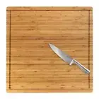 BambooMN Cutting Board, 3-Ply, Grooved/Flat with Chef's Knife Combo
