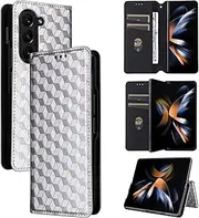 Compatible with Samsung Galaxy Z Fold6 Case,Compatible with Samsung Galaxy Z Fold6 5G SM-F956 PU Leather Kickstand Card Holders Flip Magnetic Closure Phone Wallet Cover White