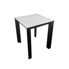 HomeStar Lunar Square End Lamp Side Table in Spanish Ceramic Marble-Looking - Wh