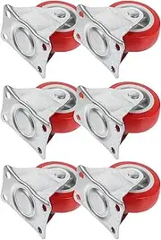 FUNOMOCYA Silent Rigid No-Swivel Casters 6 Pack 2 Inches Heavy Duty Plate Wheels for Furniture Workbenches