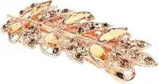 DRESSOOS Leaf Hair Clip for Curly Hair Stick Minimalist Fashion Leaf Design Alloy Clip Barrette for Women Rhinestone Ponytail Holder for Fine Hair Back Headpiece Crystal Hair Clips