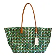 Tory Burch Green Basketweave XL Tote Bag Style No 139623 NWT Dust Bag