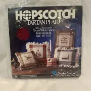 NEW 15X15” CHARLES CRAFT HOPSCOTCH TARTAN PLAID CROSS STITCH FABRIC RED/BLACK