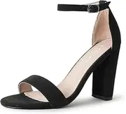 [J. Adams] Strappy Chunky Block High Heel - Formal, Wedding, Party Simple Classic Pump - Shirley by J.Adams