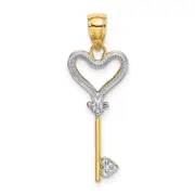 14K Yellow & Rhodium W/Rhodium Key W/Heart Charm