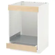 METOD / MAXIMERA base cab for hob+oven w drawer, white/Askersund light ash effect, 60x60x80 cm