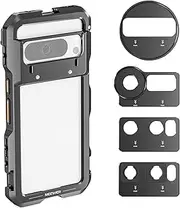 NEEWER Pixel 8 Pro Phone Cage Video Rig with Snap On 67mm Filter Adapter, 17mm Lens Backplate, 37mm Lens Adapter, T Mount Lens Plate, Phone Stabilizer for Video Recording Filmmaking, PA088
