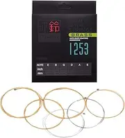 Acoustic Folk Guitar Strings Steel Core Golden-Copper Winding Light-Coated Anti-Rust 6pcs/Set Gold One Size