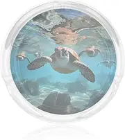Glass Ashtray for Cigarettes Portable Decorative Modern Cigarette Ash Tray Ocean Cute Sea Turtle Round Cigar Ashtrays Holder Cute Cool Tabletop Ashtray for Office Home Indoor Outdoor