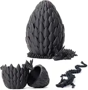 3D Printed Articulated Dragon Eggs with Flexible Dragon Inside, (Black)