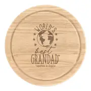 World's Best Grandad Round Chopping Cheese Board Funny Gift Grandpa