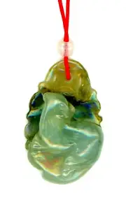 CHINESE JADE PENDANT, hand carved, JADE NECKLACE on lucky red cord