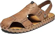 [CLSQLXYJZC] Mens Closed Toe Outdoor Beach Sandal, Summer Convenient Shoe Buckle Dual Purpose Sandals, Soft Rebound Adjustable the Heel Strap Leather Slippers