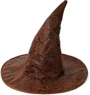 Aomig Witch Hat Women Large Halloween Witches Hat Adult Wide Brim Pointed Hat Fancy Dress Costume Party Masquerade Cosplay Accessories Head Decor (Black/Brown)