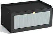 Bread Box – Bamboo Bread Container Storage for kitchen Countertop - Bread Bin Food Containers - Kitchen Storage & Organisation (Black)