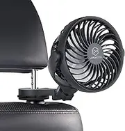 LEMOISTAR Battery Operated USB Baby Car Fan, Electric Cooling Fan, 4 Speed,360 Degree Rotatable Backseat Car Fan, 5V Cooling Air Small Personal Fan for Car, Rear Seat Passenger Dog Kids etc