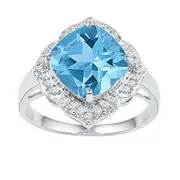 14k White Gold Princess Created Blue Topaz Solitaire Ring 5 Cttw