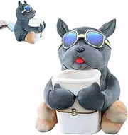 YJPPDD Multifunctional Car Trash Can and Storage Box, Cute Grey Dog Tissue Box, Creative Animal Cartoon Decorative Organizer