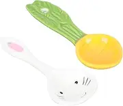 HOLIDYOYO 2Pcs Cute Rabbit Ceramic Soup Spoons for Adorable Rice Eating Spoons Stylish Home Dining Table Decor for Easter Celebrations Design