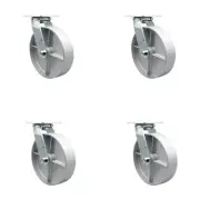 8 Inch Semi Steel Cast Iron Swivel Caster Set with Bronze Bearings & Swivel Lock