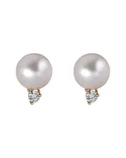 BELPEARL 14K 0.14 ct. tw. Diamond & 8.5mm Pearl Earrings